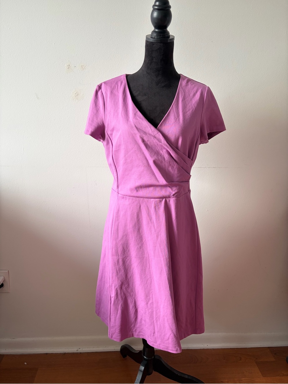 Boden Alicia Ponte Wrap Dress Purple Wisteria Blooms Stretch Short Sleeve 12R